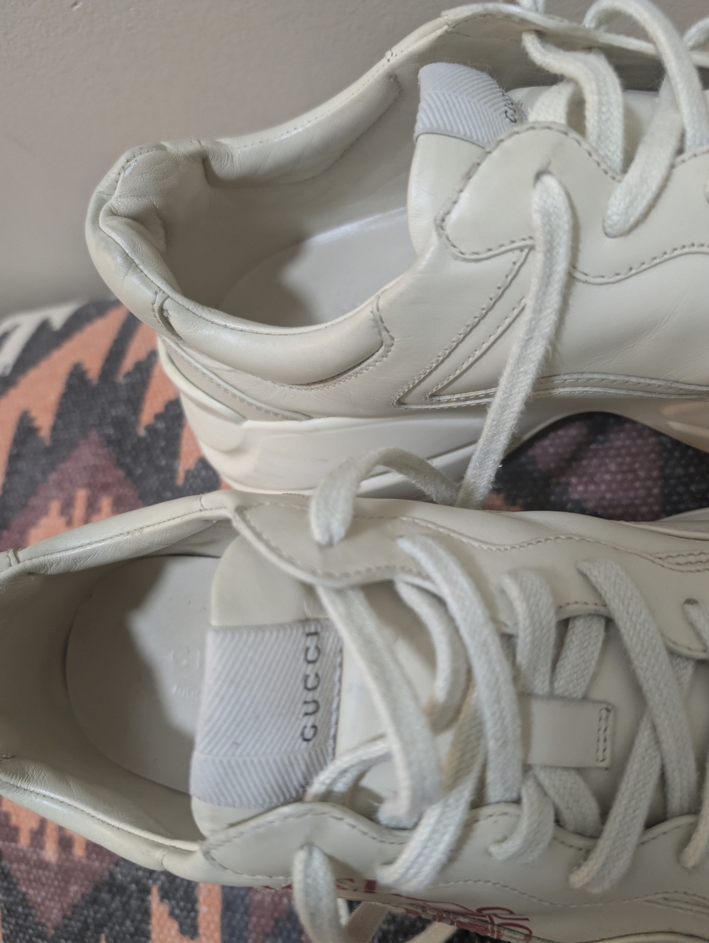 Gucci Rhyton Cream Leather Men's Sneakers Size US 9, Gucci 8 - Picture 7 of 15